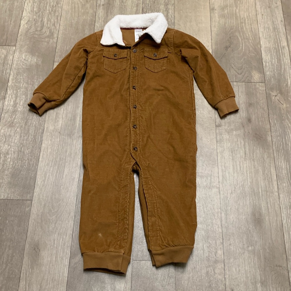 Carter’s Corduroy‎ Button Up Fleece Sherpa Lined Snowsuit One Piece